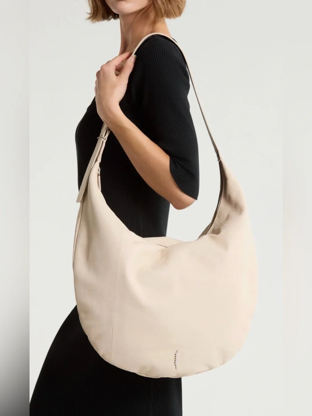 NWT Thacker Oversized Wyatt Leather Hobo Ivory Bag